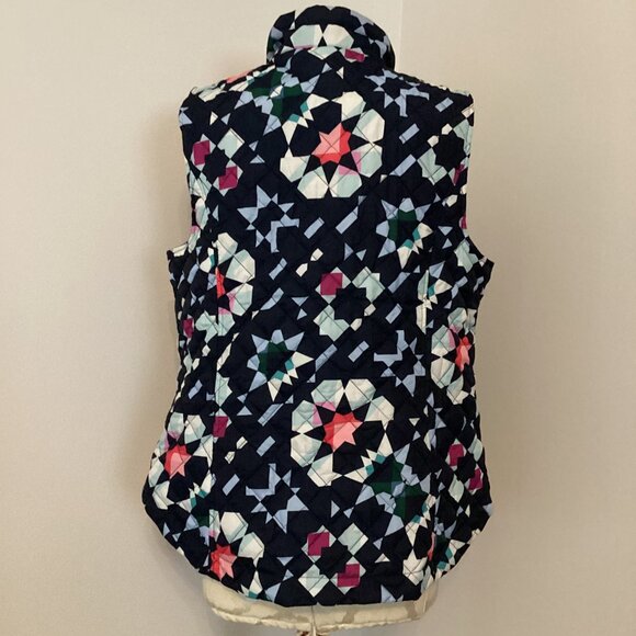 NWT CHRISTOPHER & BANKS WOMEN'S NAVY PRINT QUILTED FULL ZIP VEST LARGE OUTDOORS - Picture 3 of 3